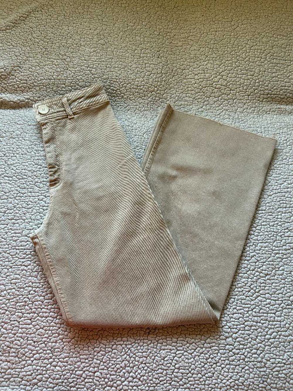 Zara -- tan, flared, high waisted pants